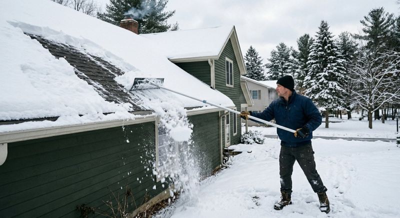 Roof Snow Raking in Long Island, NY